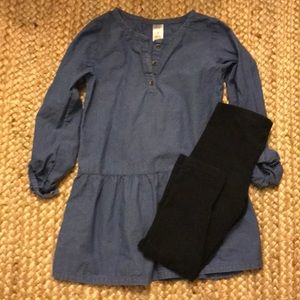 🌟HP🌟 Carters Denim Dress + Black Leggings Outfit